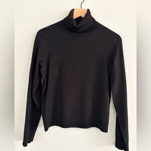 J. Crew Black Merino Wool Blend Turtleneck Sweater Classic Lightweight Vintage
